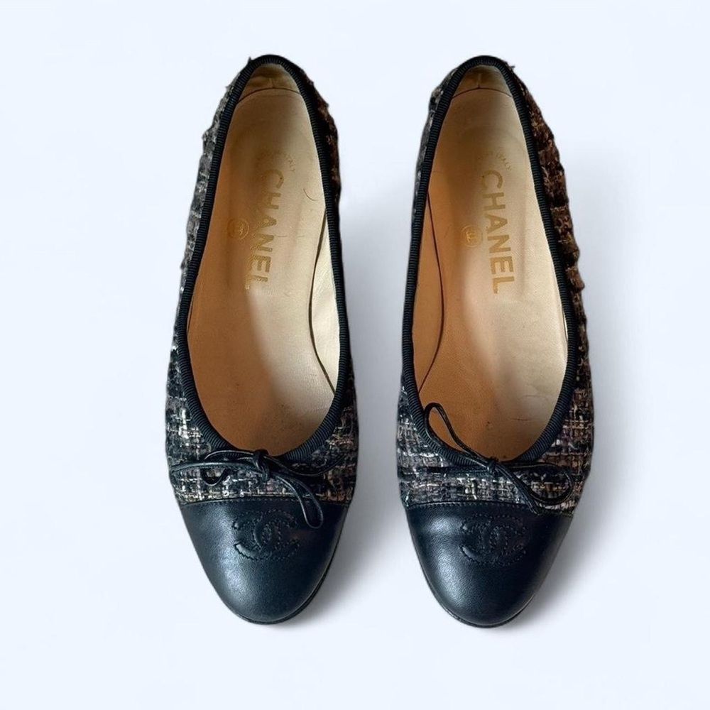 Chanel Black Tweed Women's Flats